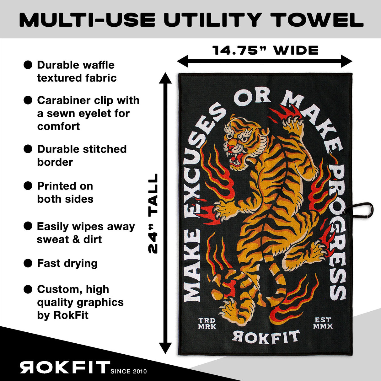 Utility Towel - Make Excuses or Make Progress